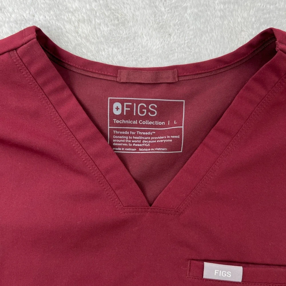 FIGS Maternity Scrub Set L/XL Burgundy Women Medical Jogger Uniform Set - Picture 4 of 16